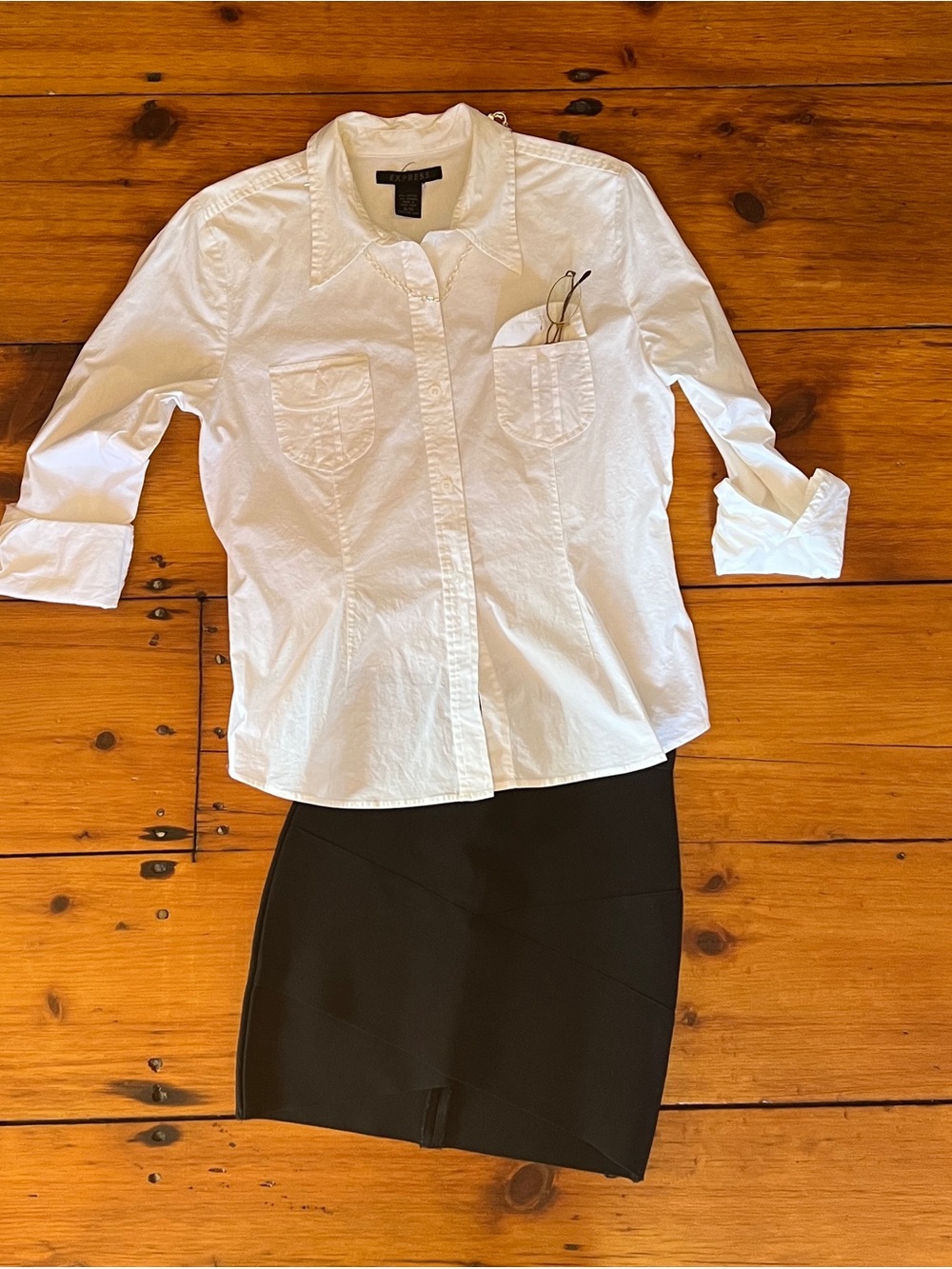VTG 90s Express White Cotton Tailored Button Down Shirt 9/10